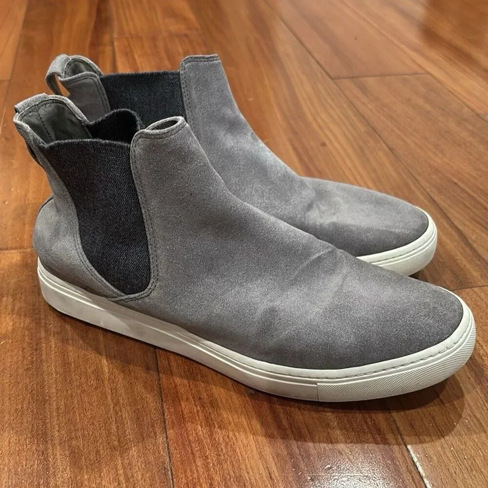 Vince Men's Gray Suede Chelsea Ankle Slip-On Boots Round Toe Pull Tab 8.5